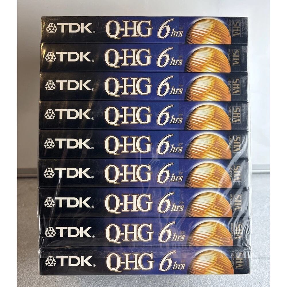 TDK VHS Lot of 9 New Sealed Tapes T-120 Blank Video Cassettes